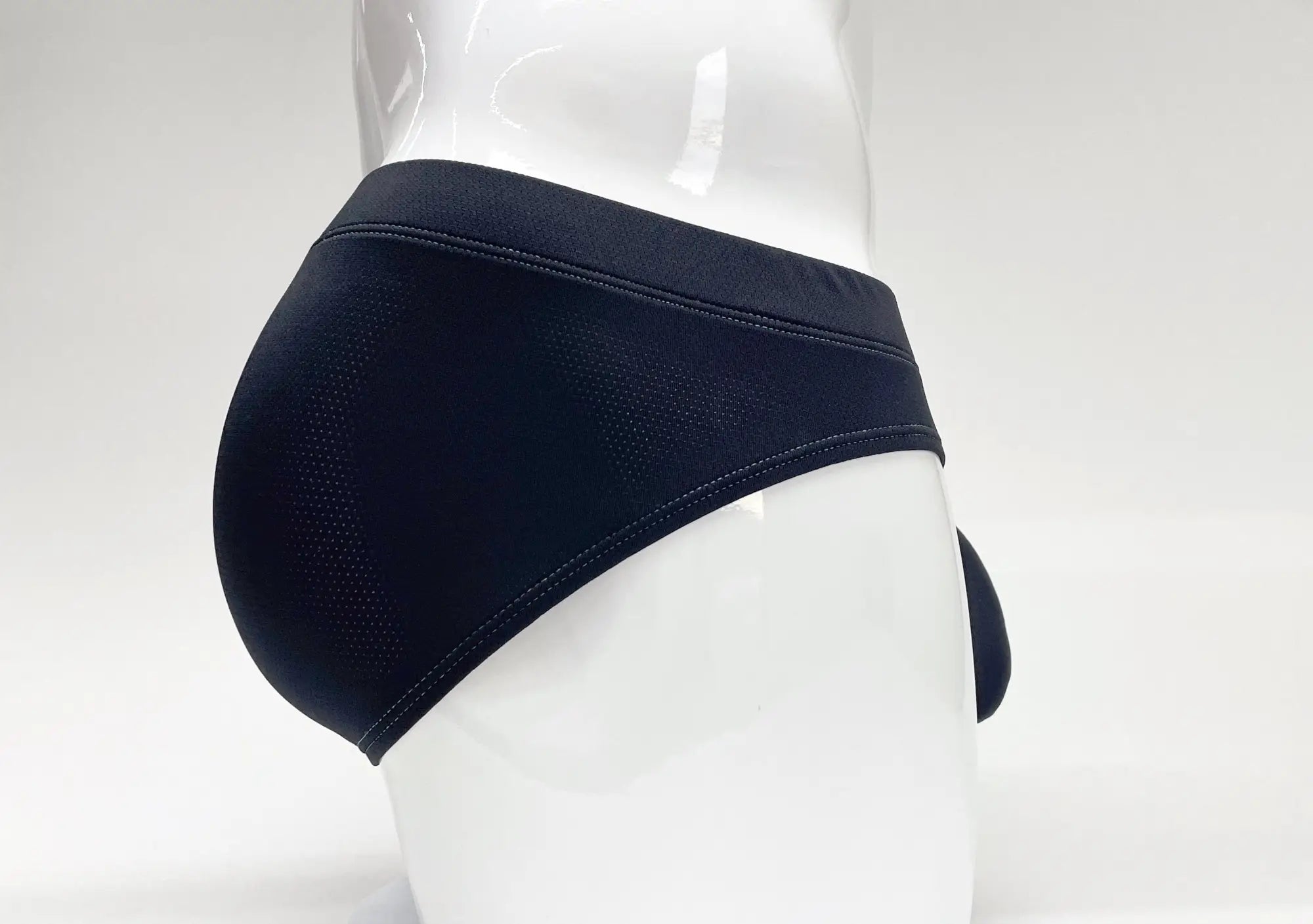 Wildmant stitch big boy pouch brief in blue features black mesh briefs with a smooth elastic waistband
