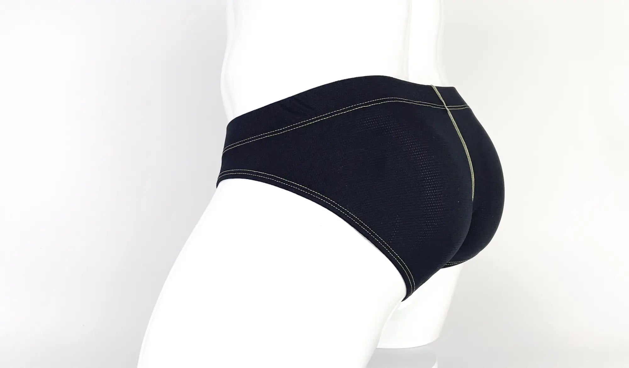 WildmanT Stitch Big Boy Pouch Brief yellow athletic briefs with subtle black mesh panel and contrasting stitching