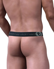 Black elastic waistband with wildman branding and circular logo on wildmant stretch cotton strapless jock pouch black blue