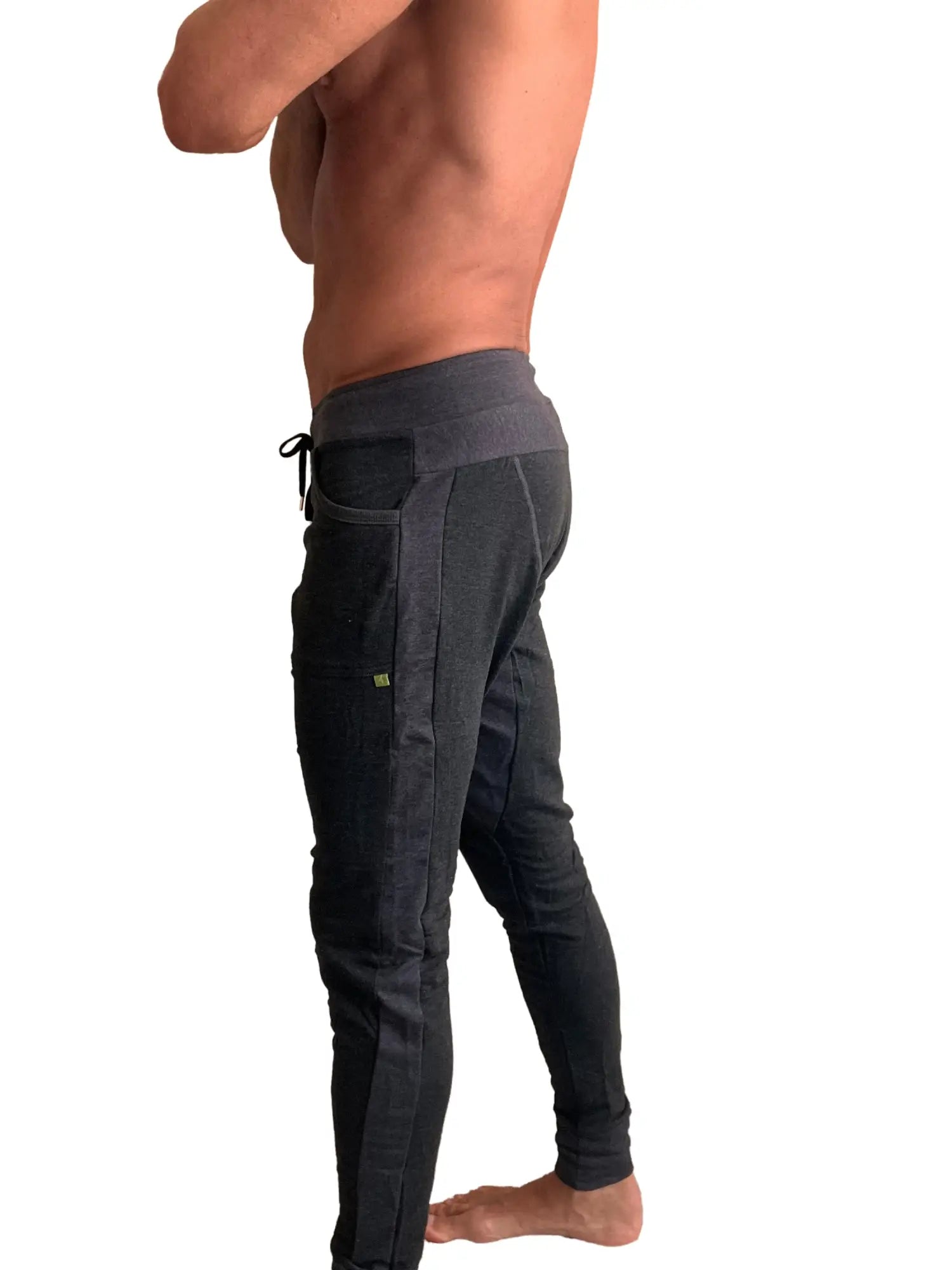 Charcoal winter edition luxury-fleece jogger with high-waisted elastic waistband and side pockets for comfort