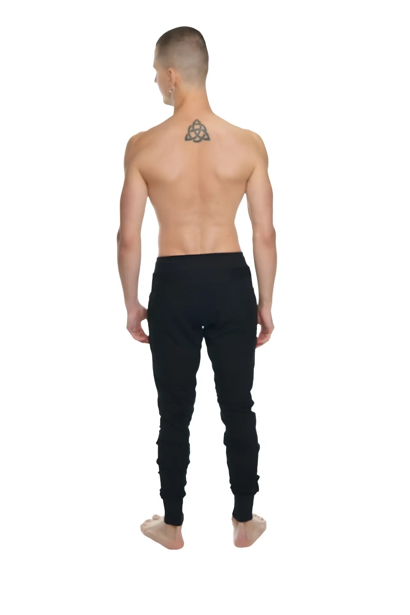 Black luxury-fleece long cuffed jogger and yoga sweat pants with a sleek modern design winter edition