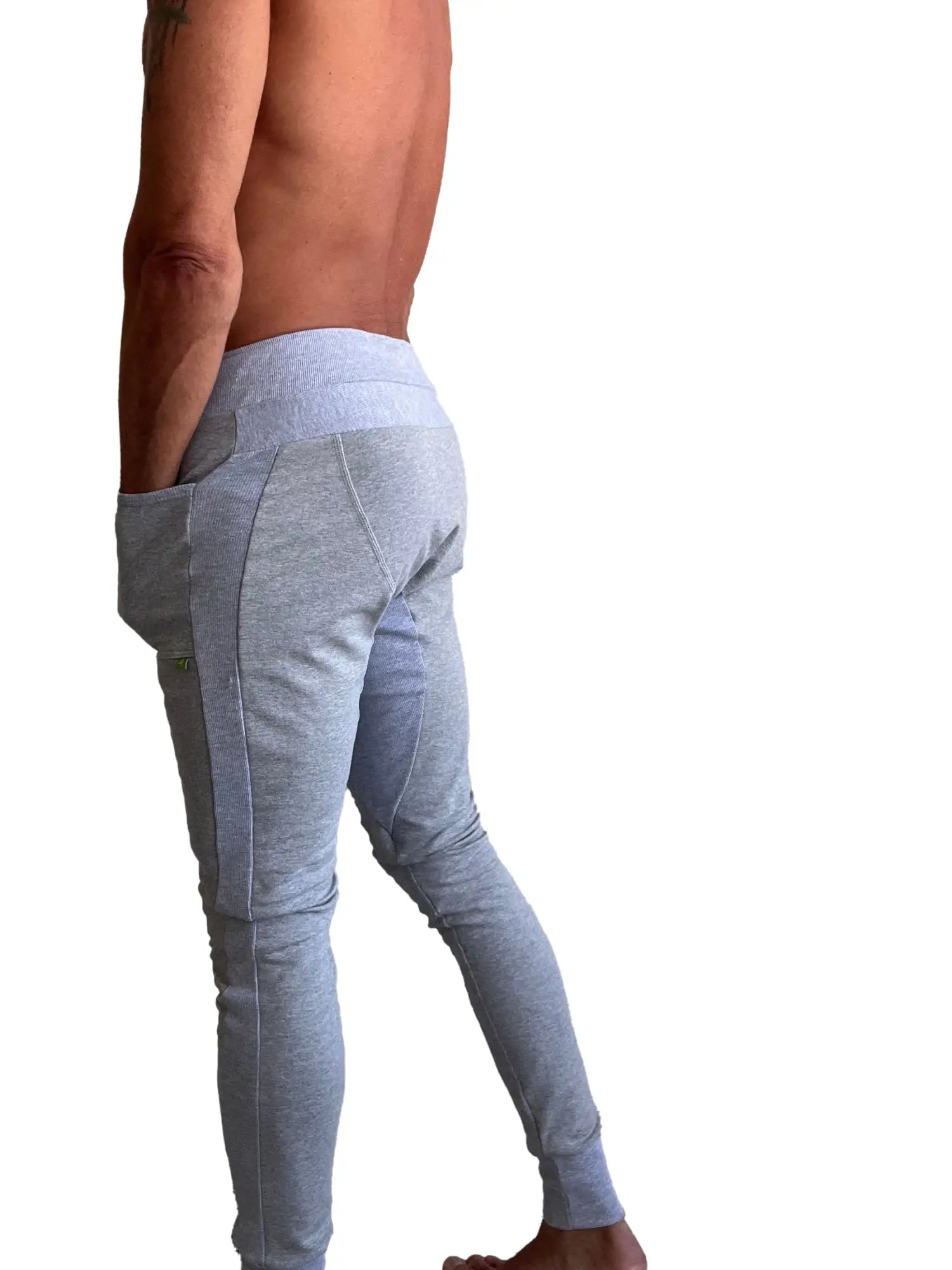 Light heather grey slim fit luxury-fleece jogger pants with side pockets from the winter edition collection