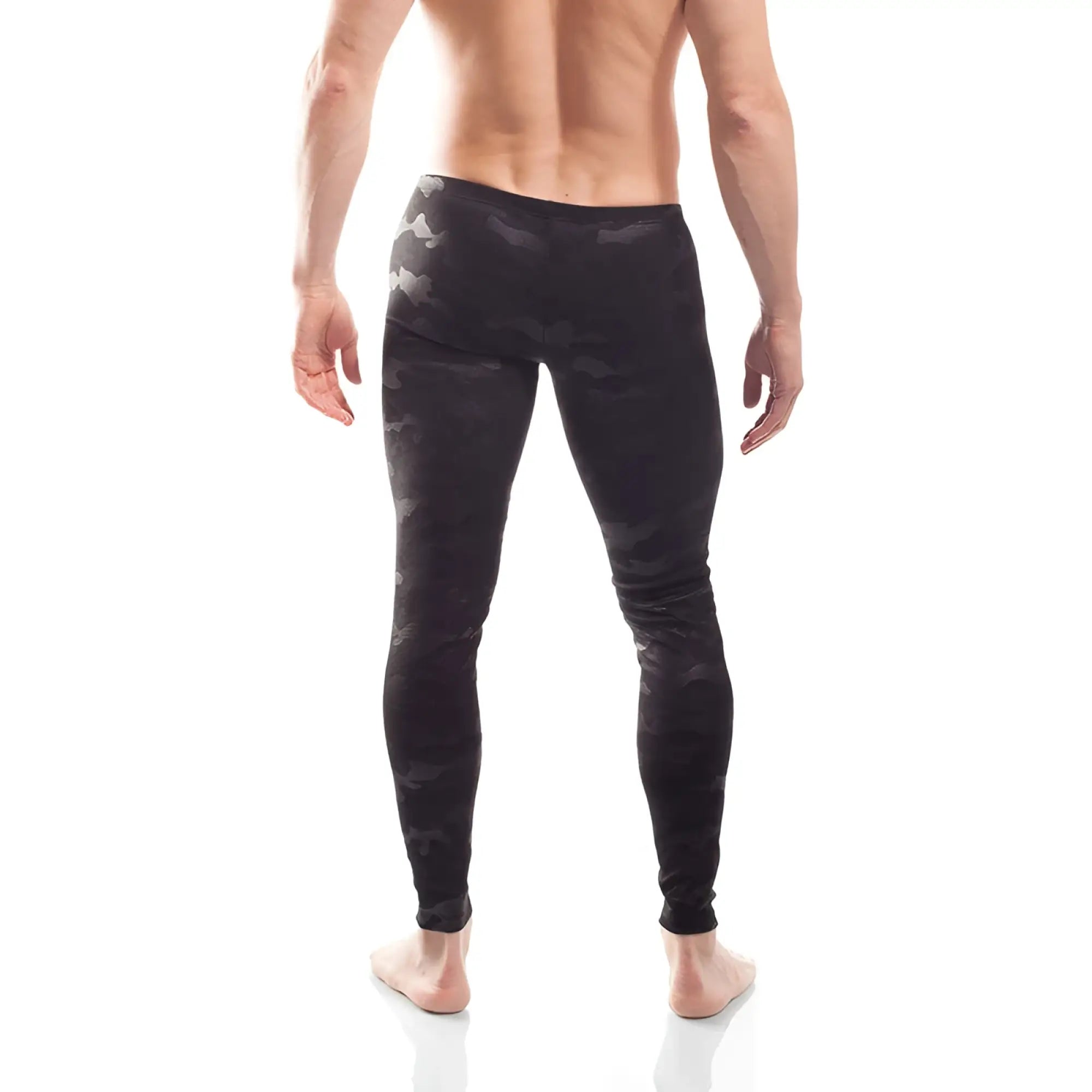 Wojoer black camouflage powernet insert leggings pants with snug form-fitting design size XL front view