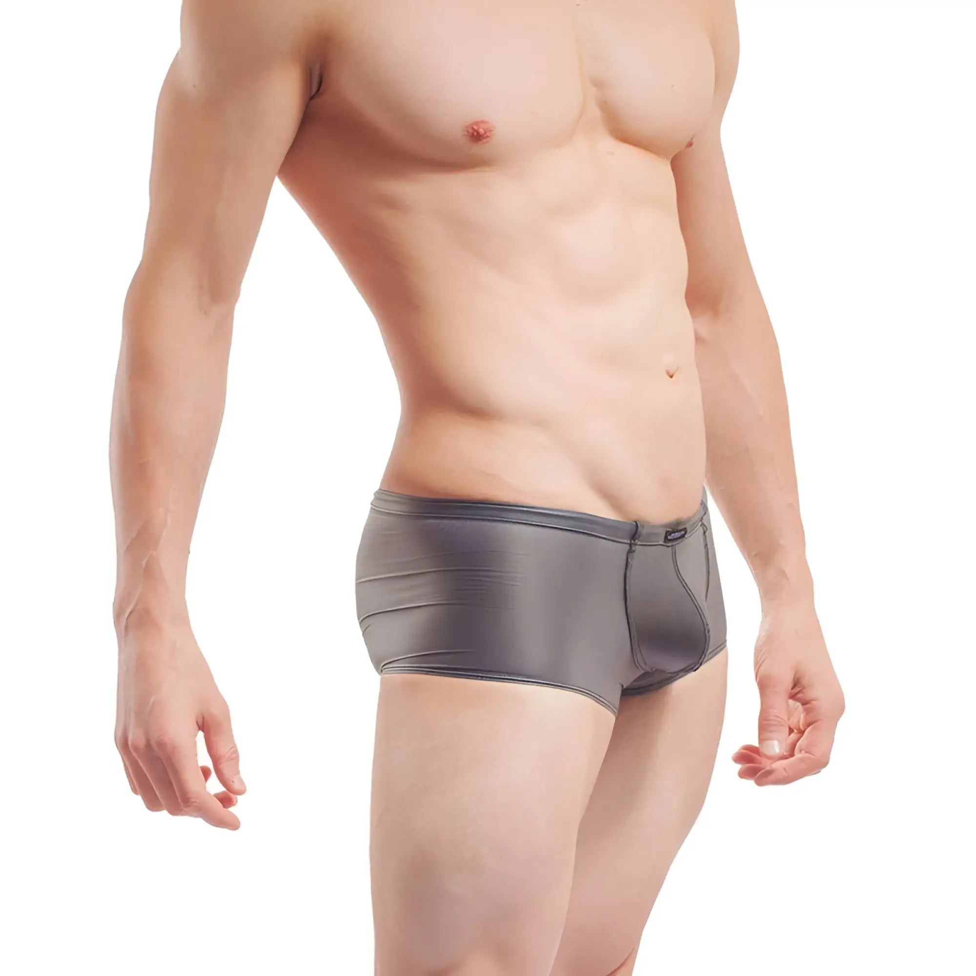 Wojoer fun-x-tion gray latex transparent boxer briefs with reinforced waistband stitching size xl