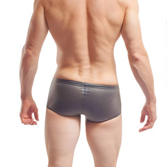 Gray shiny form-fitting swim trunks designed as wojoer fun-x-tion latex transparent boxer brief underwear in black size xl