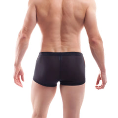 Wojoer orange line powernet insert zipper boxer brief in black mesh with a smooth form-fitting design size m