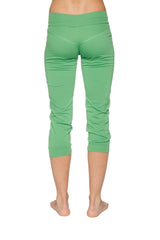 Women’s cuffed jogger yoga pant in bamboo green with stretchy form-fitting fabric and elastic waistband