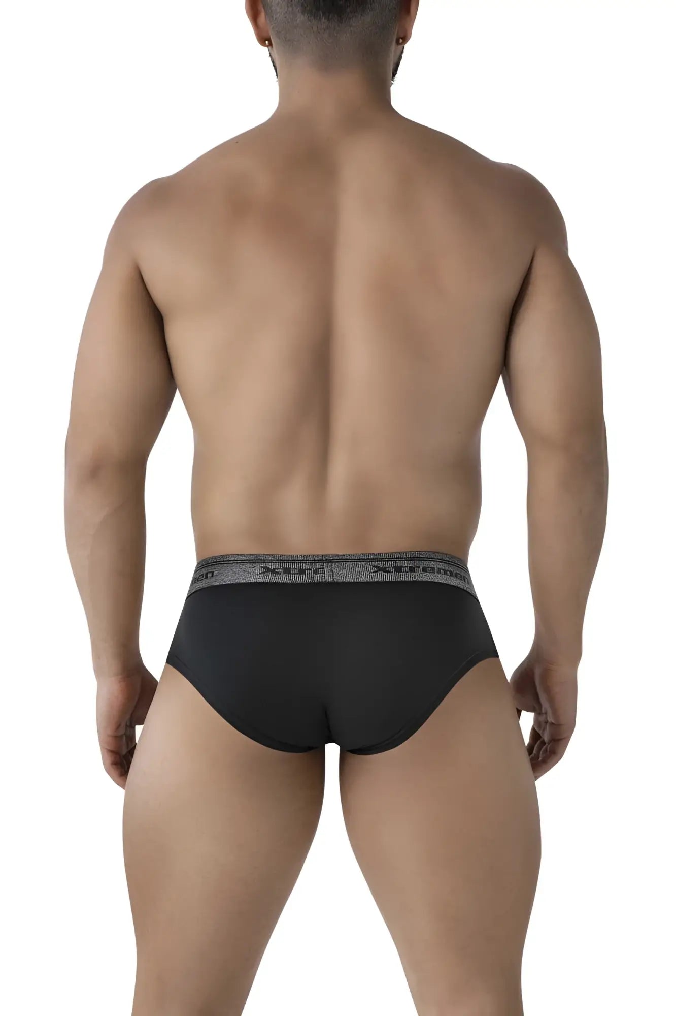Black xtremen 41315 cotton blend briefs with gray patterned waistband for comfortable everyday wear