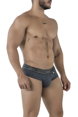 Gray heathered cotton blend briefs with a black xtremen logo waistband from the xtremen 41315 collection