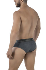 Gray heathered cotton blend briefs with black elastic waistband featuring xtreme men logo from xtremen 41315 collection