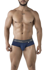 Navy blue Xtremen 41315 cotton blend men’s briefs with gray waistband featuring brand name and logo