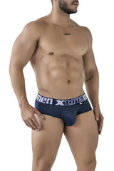 Navy xtremen 41316 microfiber men’s briefs with white elastic waistband and men xtreme branding
