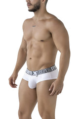 White xtremen 41316 microfiber briefs for men with gray elastic waistband and black men xtreme logo