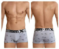 Light gray xtremen 51437c men’s boxer briefs with black bicycle print and emexen xt branded waistband