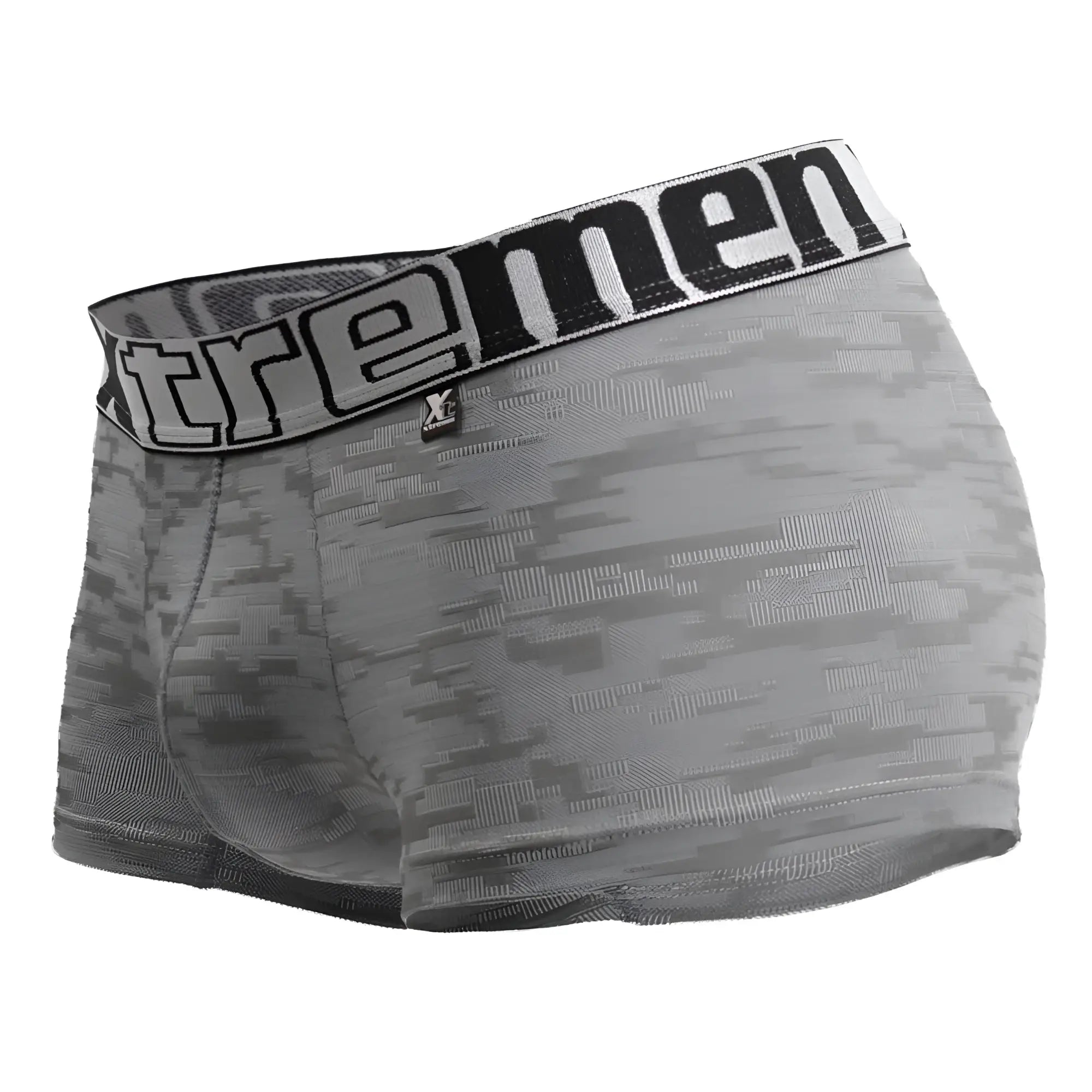 Xtremen 51443C jacquard gray digital camouflage men’s boxer briefs with black and white xtremen waistband