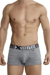 Gray jacquard camouflage boxer briefs with a black elastic xtremen logo waistband, style 51443c