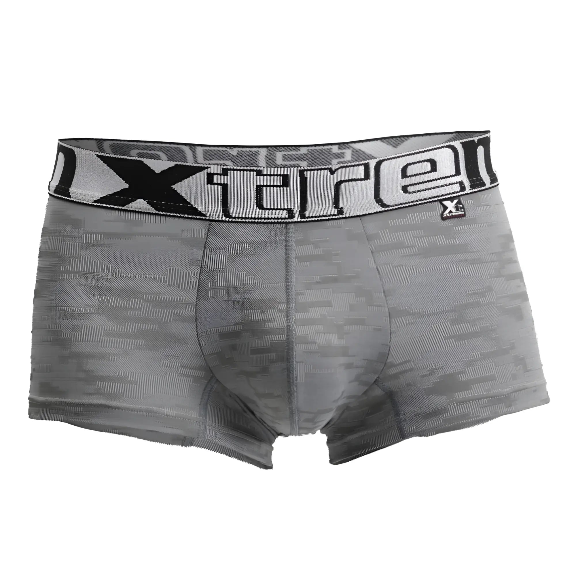 Gray xtremen 51443c jacquard camouflage boxer briefs with black and white xtreme waistband logo