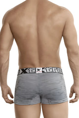 Gray xtremen 51443c jacquard camouflage men’s boxer briefs with black and white elastic waistband and logo