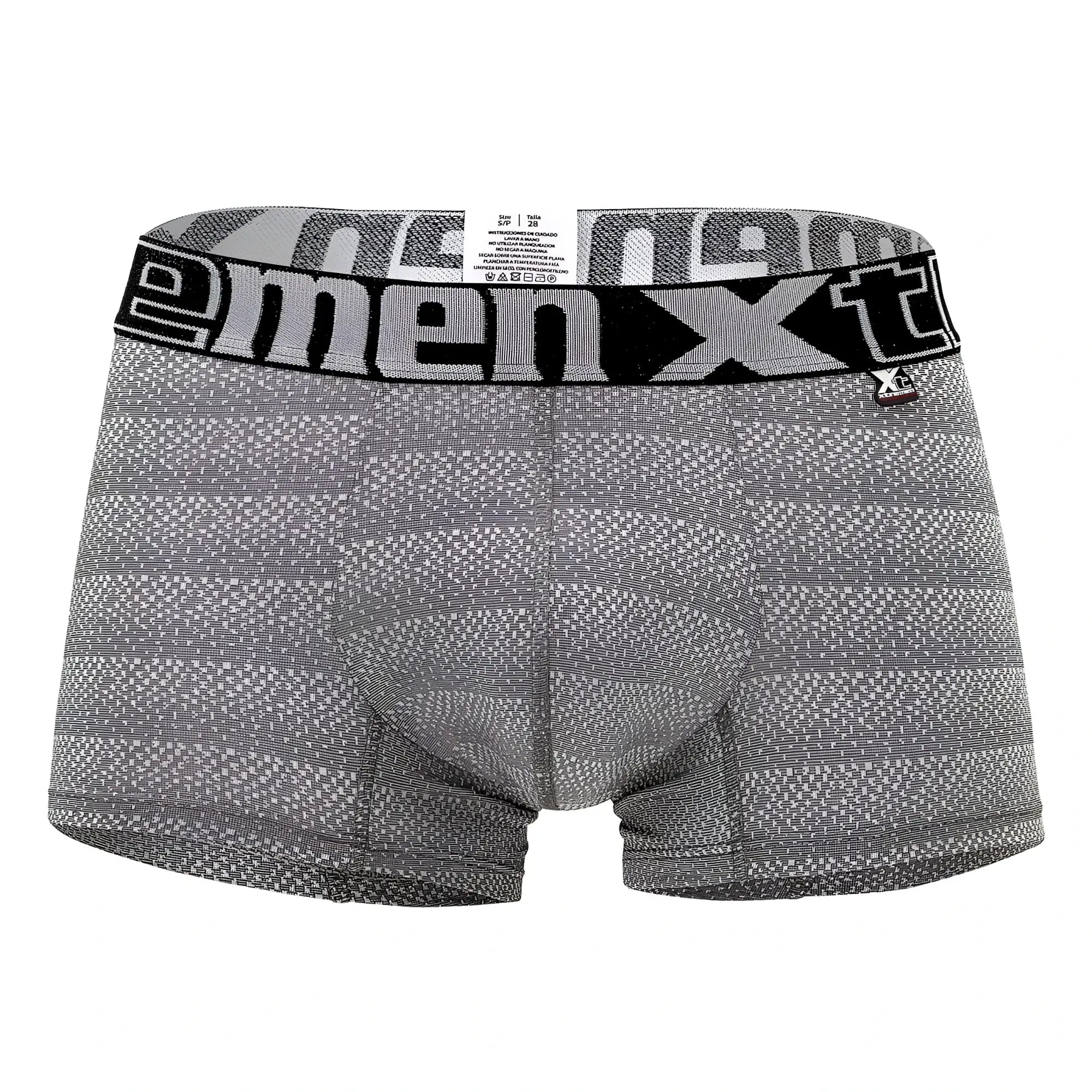 Gray geometric jacquard menxt boxer briefs with a black waistband in the xtremen 51449c trunk design
