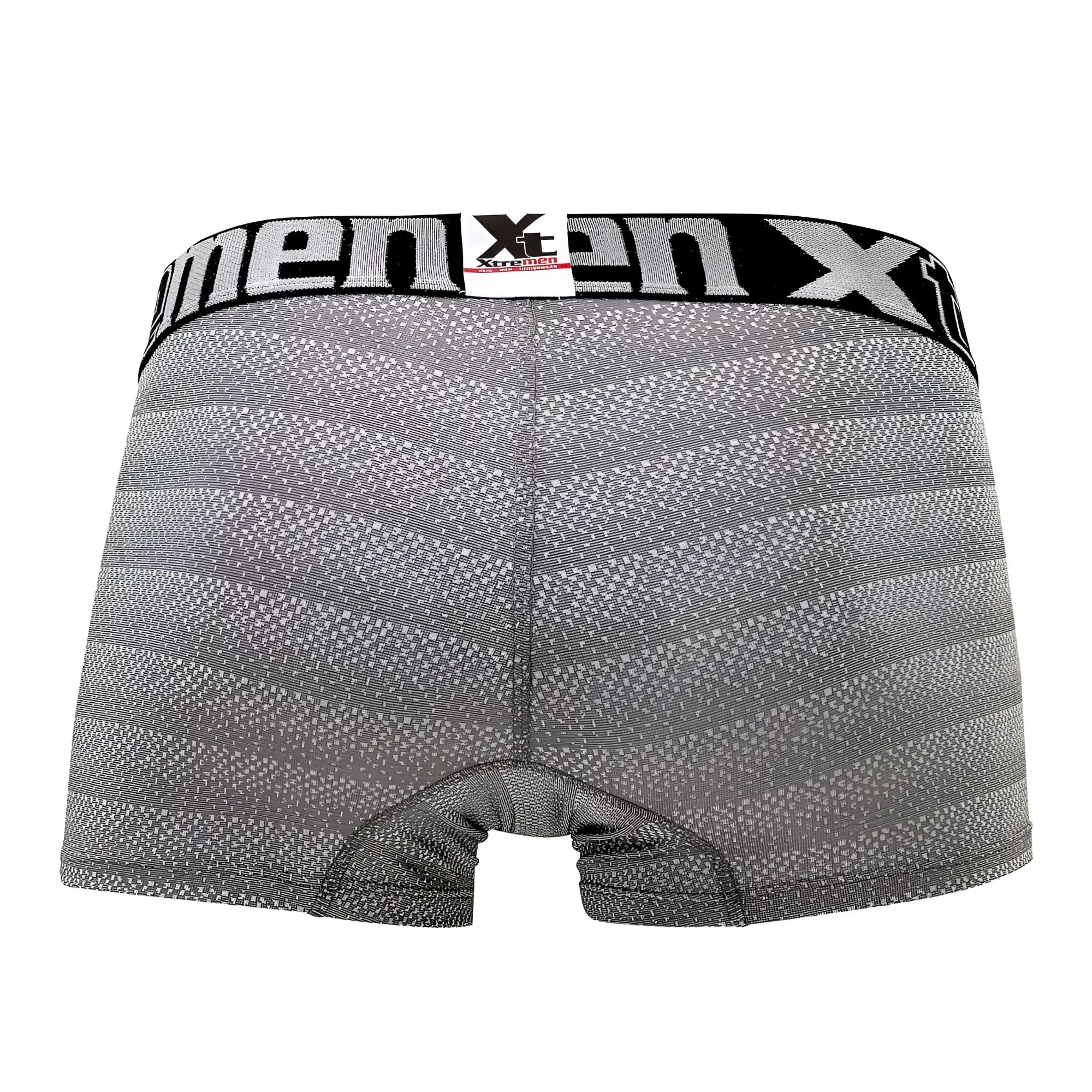 Gray geometric jacquard men’s boxer briefs with black x-men logo waistband xtremen 51449c trunk