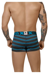 Xtremen 51453c stripes trunk turquoise blue and gray striped men’s boxer briefs with branded waistband