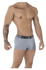 Gray microfiber jacquard men’s boxer briefs with a freemen x black elastic waistband xtremen 51478c trunks