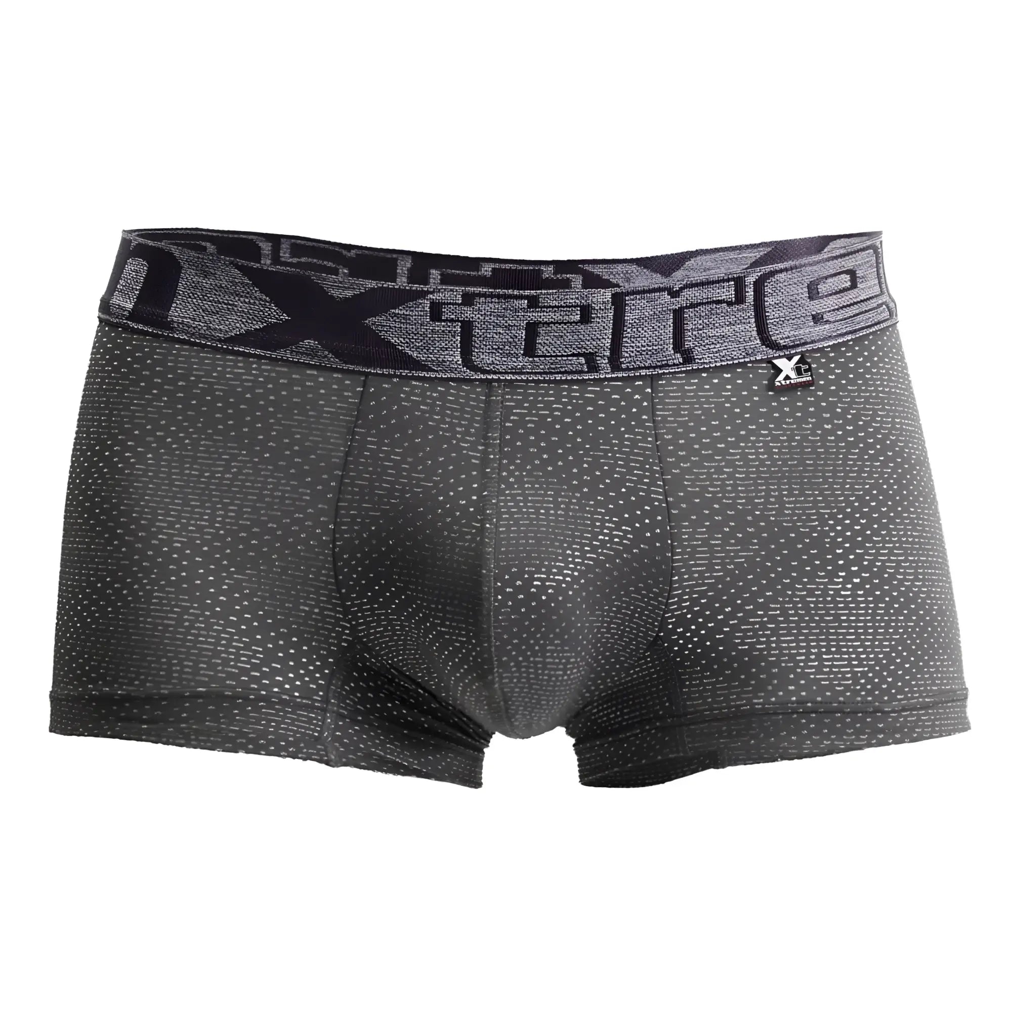 Dark gray xtreme jacquard stripes boxer briefs with subtle dotted texture and elastic waistband with xtreme logo