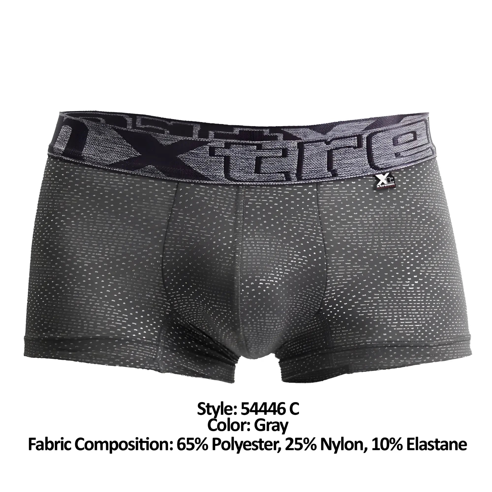 Gray xtremen 54446c jacquard stripes boxer briefs featuring a textured dotted pattern and xtreme logo waistband