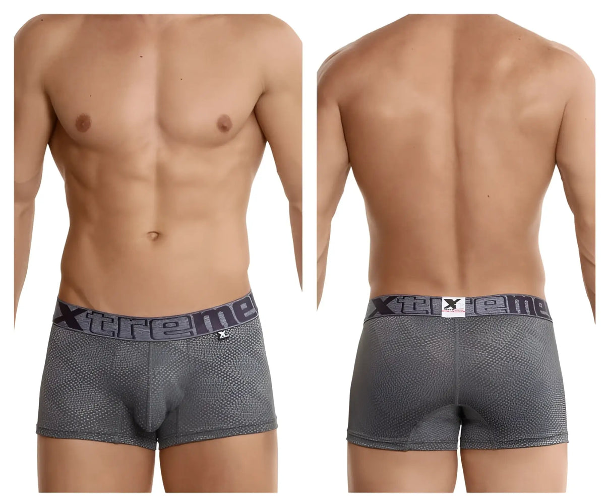 Gray xtremen jacquard stripes men’s boxer briefs with gray pattern and xtreme branded waistband