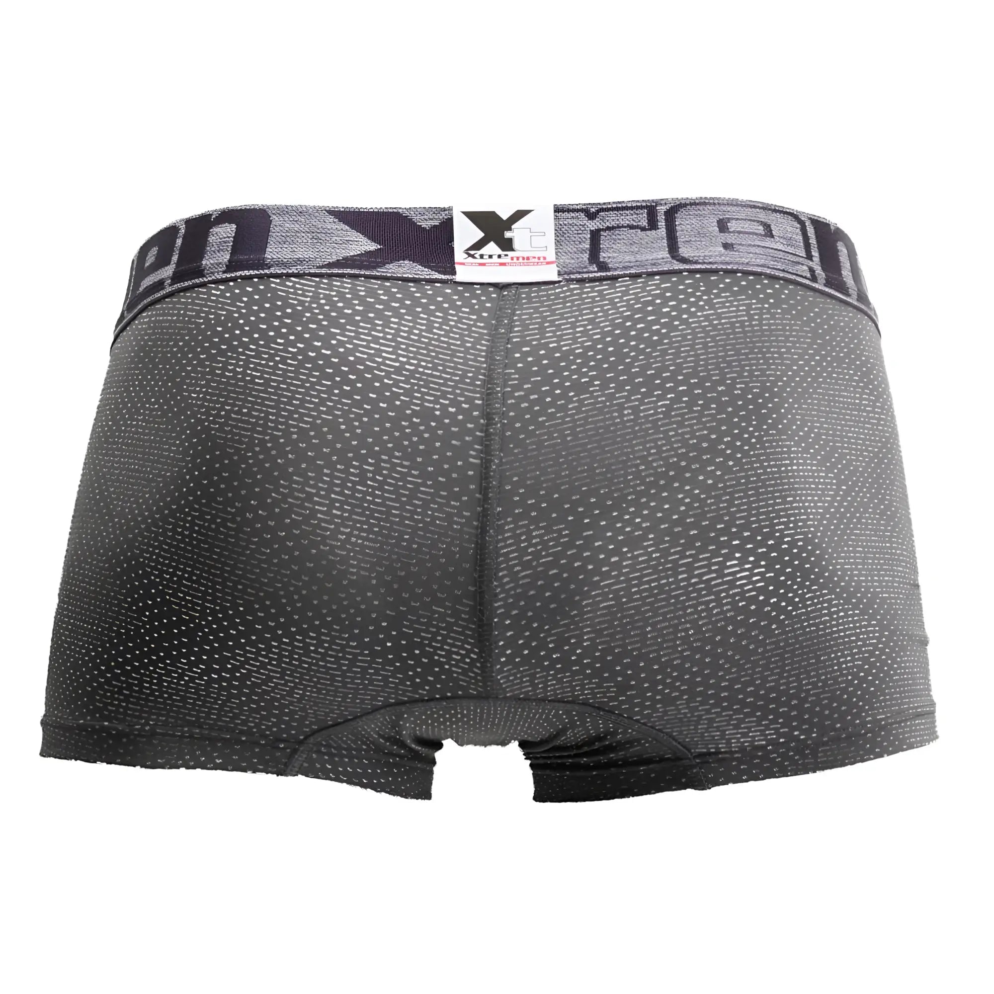Gray xtremen 54446c jacquard stripes boxer briefs with textured dotted fabric and logo elastic waistband