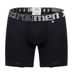 Black men’s boxer briefs xtremen 70001 plus in black with gray and white xtremen waistband and brand logo