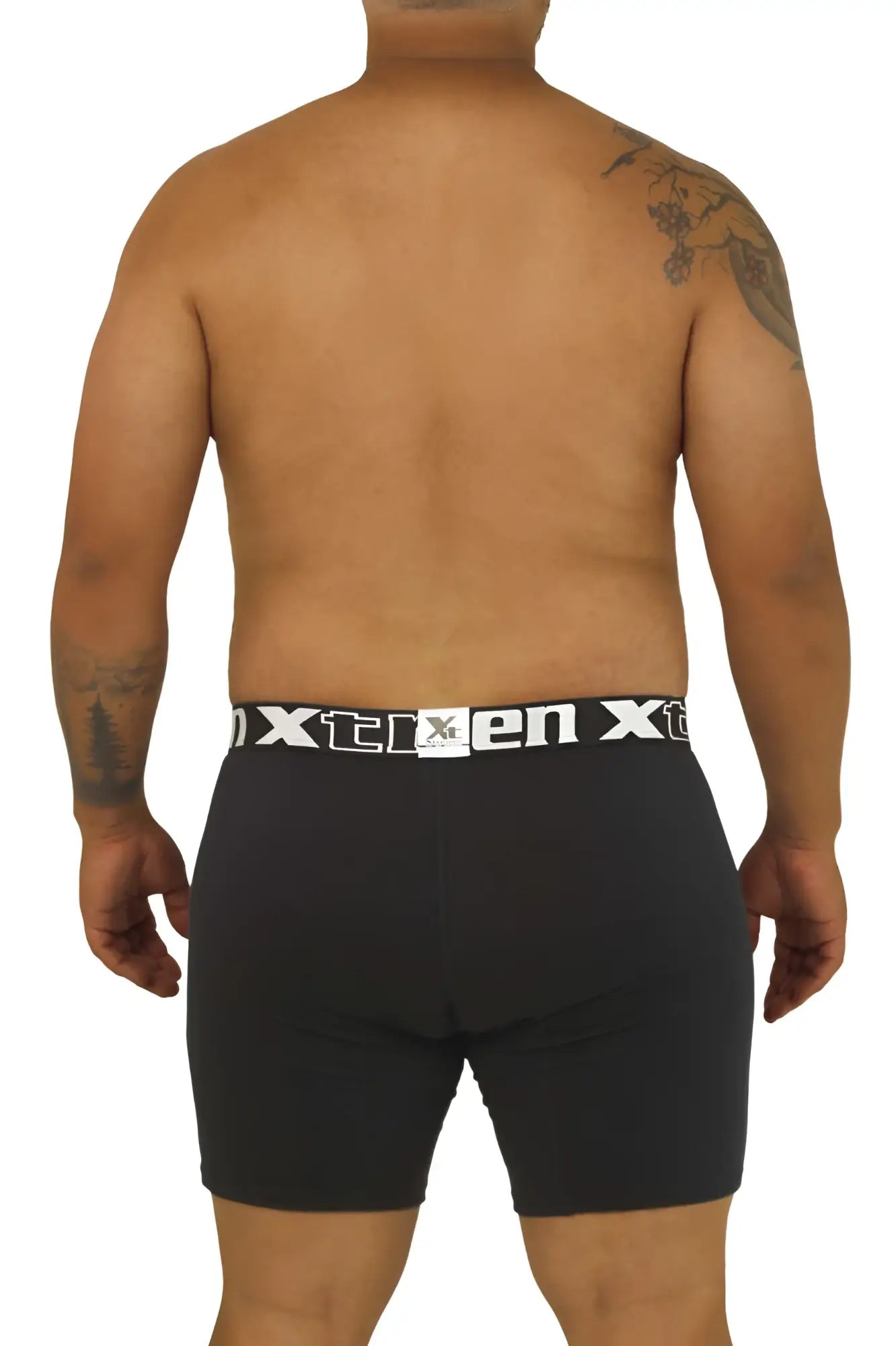 Xtremen 70001 Plus black boxer briefs with white elastic waistband featuring xtremen brand name and logo