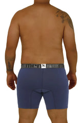 Xtremen 70001 Plus blue men’s boxer briefs with gray elastic waistband featuring xtreme brand logo