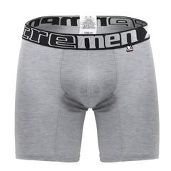 Gray heathered boxer briefs xtremen 70001 plus with black elastic waistband and white extreme men lettering xl logo