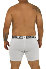 Gray heathered boxer briefs xtremen 70001 plus with black elastic waistband featuring reme brand name in white