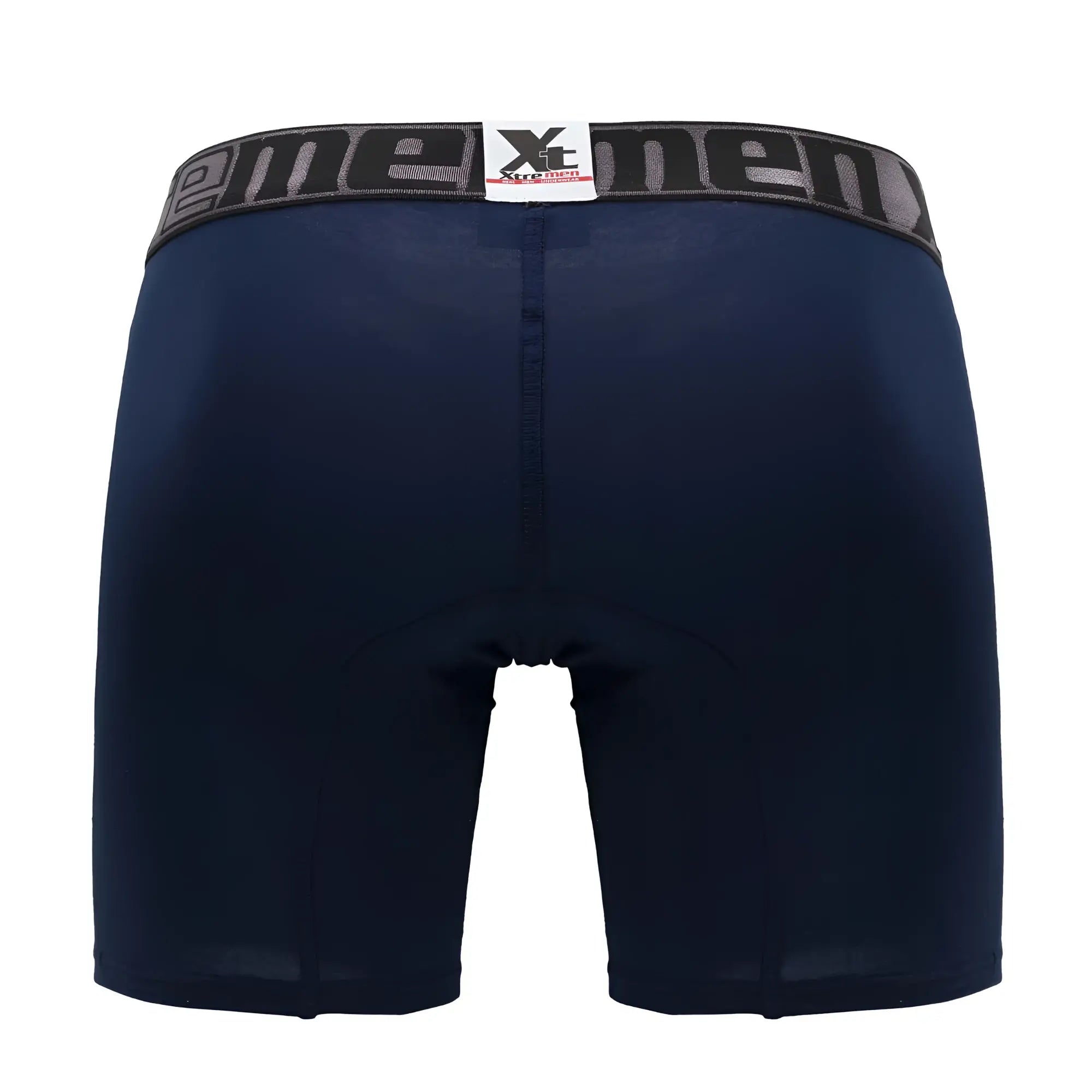 Navy blue Xtremen 70001 Plus boxer briefs with gray elastic waistband and brand logo for comfortable support