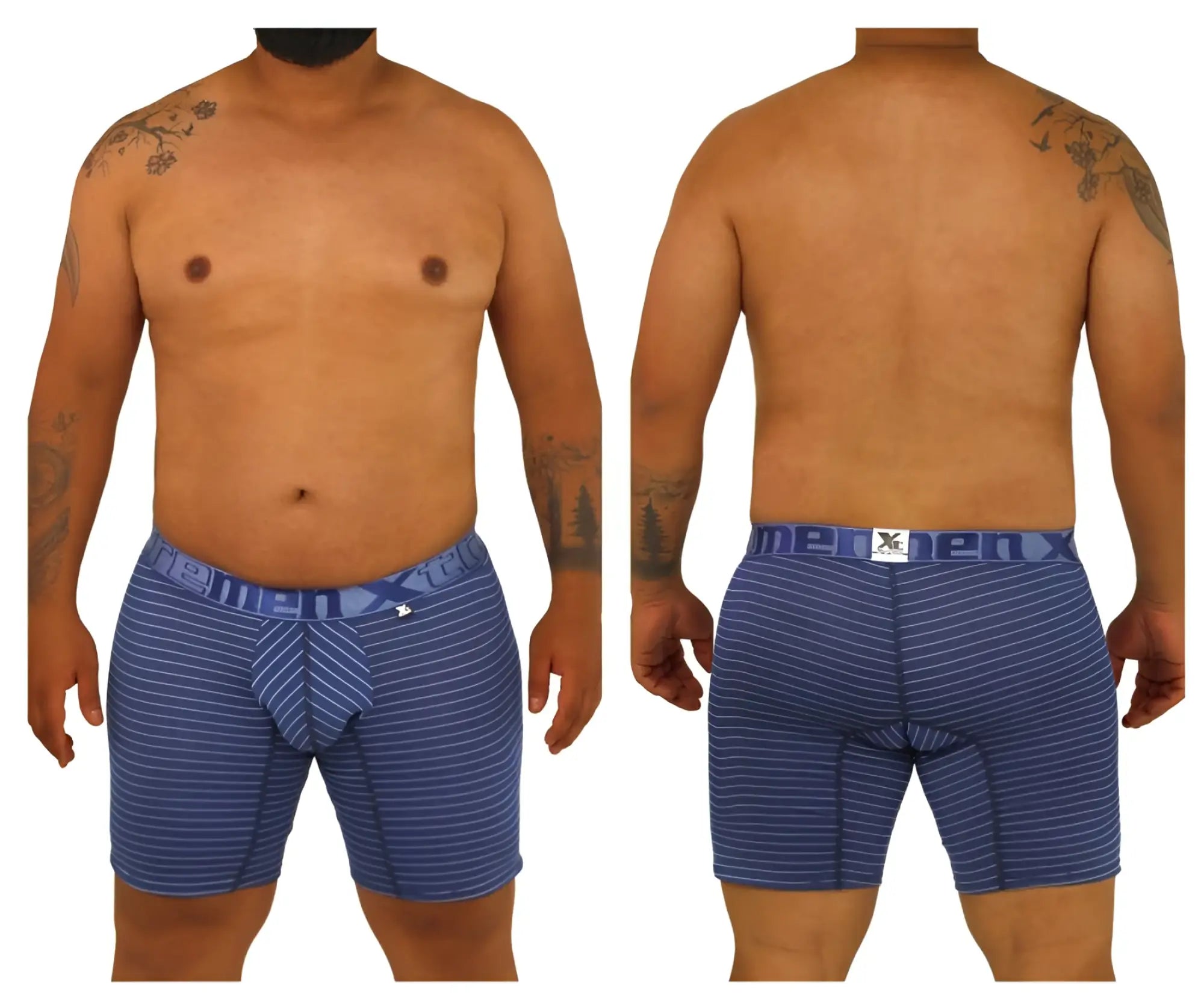 Blue striped men’s boxer briefs xtremen 70004 plus with branded waistband for comfortable everyday wear