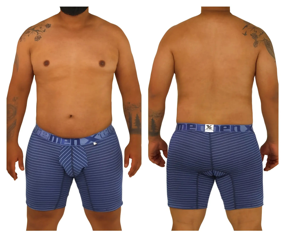 Blue striped men’s boxer briefs xtremen 70004 plus with branded waistband for comfortable everyday wear