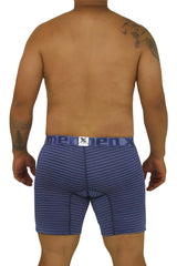 Blue striped men’s boxer briefs xtremen 70004 plus with white logo waistband comfortable cotton blend