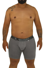Gray striped boxer briefs with black elastic waistband featuring xtreme brand name from Xtremen 70004 Plus collection