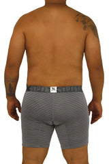 Gray striped boxer briefs with black elastic waistband and xtreme brand logo in xtremen 70004 plus product design