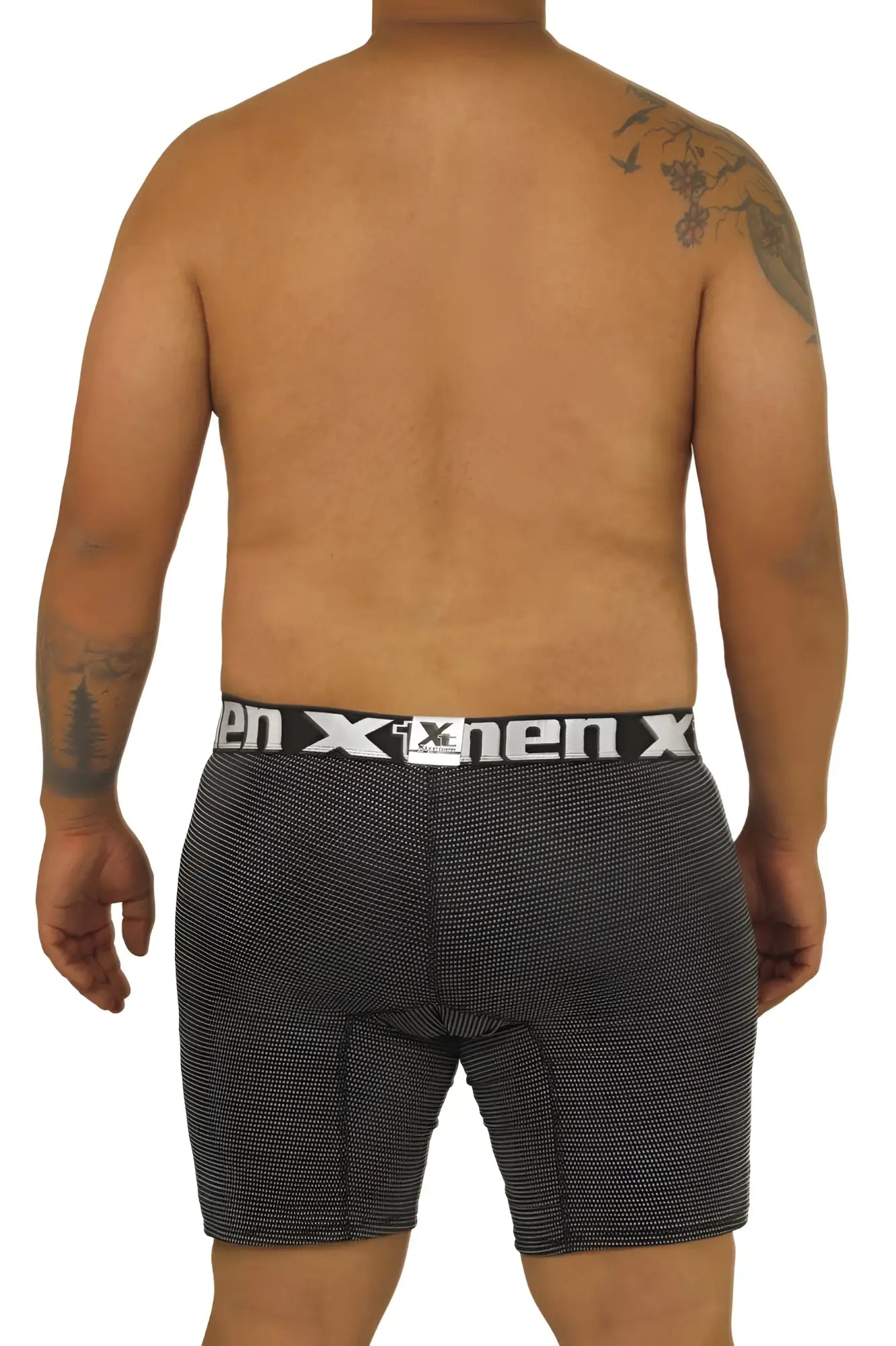Black and white patterned men’s boxer briefs with branded waistband xtremen 70005 plus comfortable fit