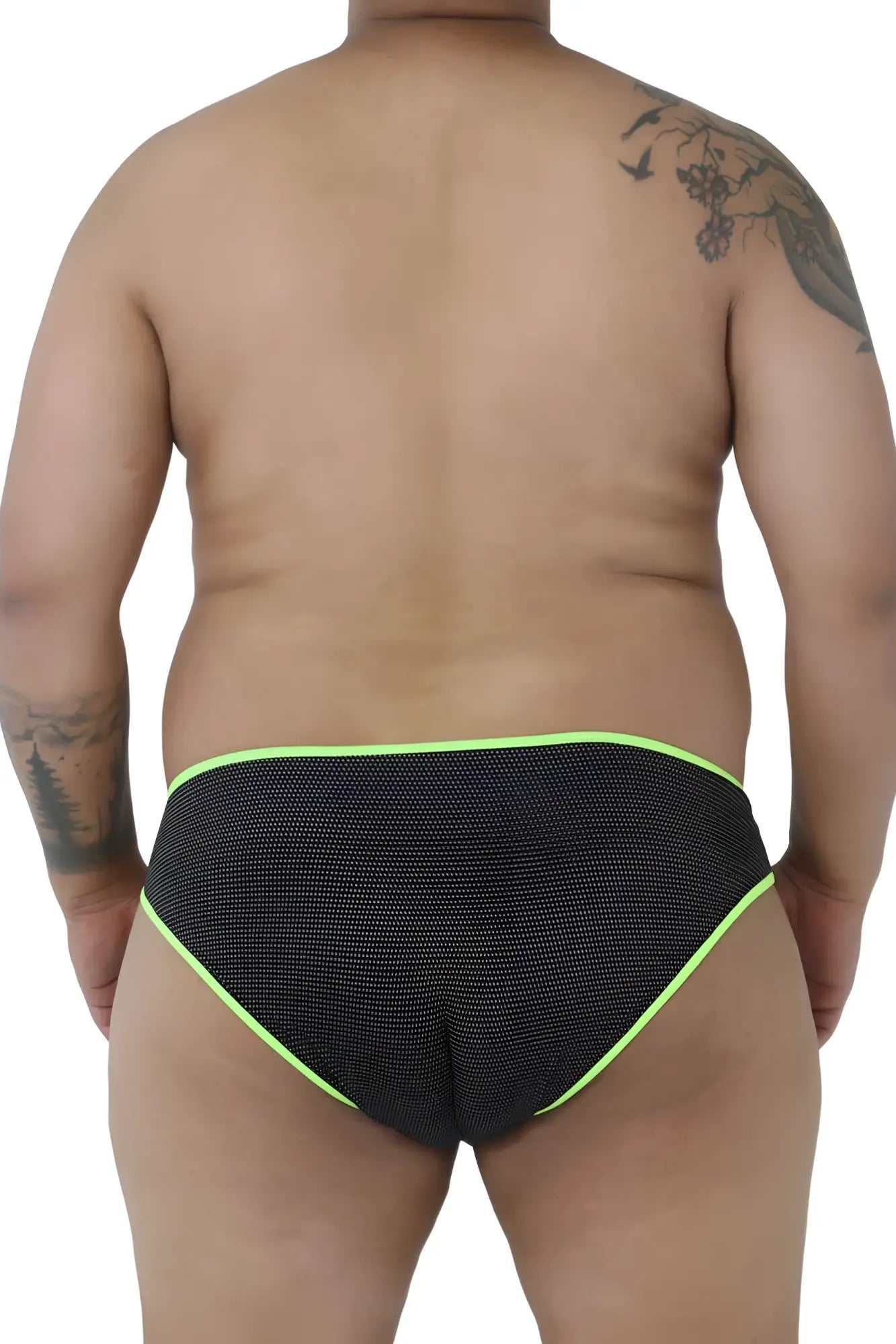 Xtremen 91021x microfiber briefs in black with neon green trim featuring breathable mesh fabric design