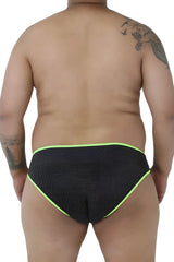 Xtremen 91021x microfiber briefs in black with neon green trim featuring breathable mesh fabric design
