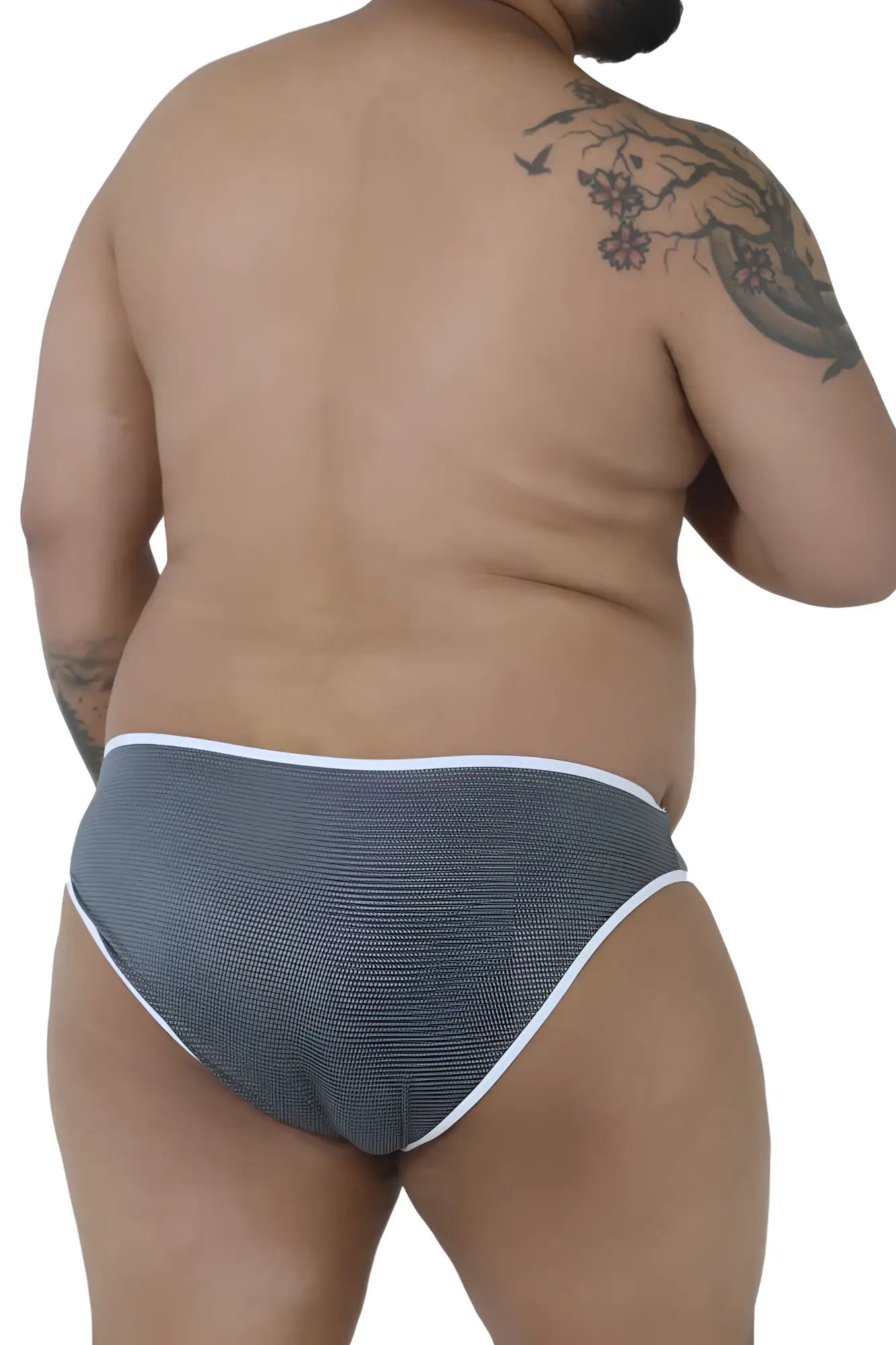 Xtremen 91021x gray microfiber briefs with white trim featuring a gray textured design