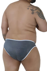Xtremen 91021x gray microfiber briefs with white trim featuring a gray textured design