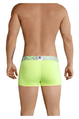 Neon green xtremen 91028 piping boxer briefs with gray elastic waistband featuring x1 logo and eagle emblem