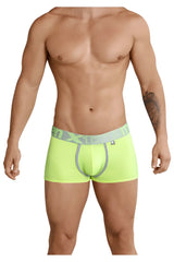 Neon green xtremen 91028 piping men’s boxer briefs with gray elastic waistband and x-treme logo for comfortable wear