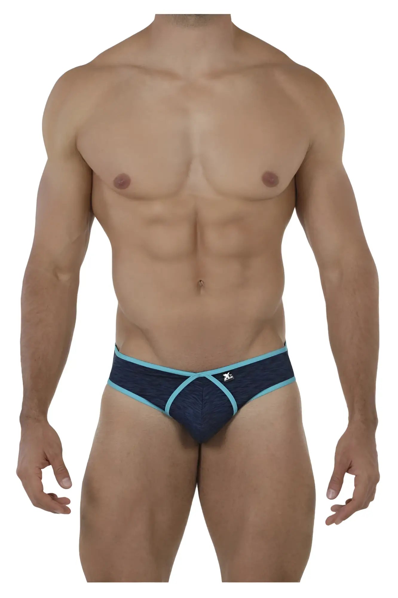 Xtremen 91074 microfiber briefs in dark blue featuring navy and light blue patterned textured design for men