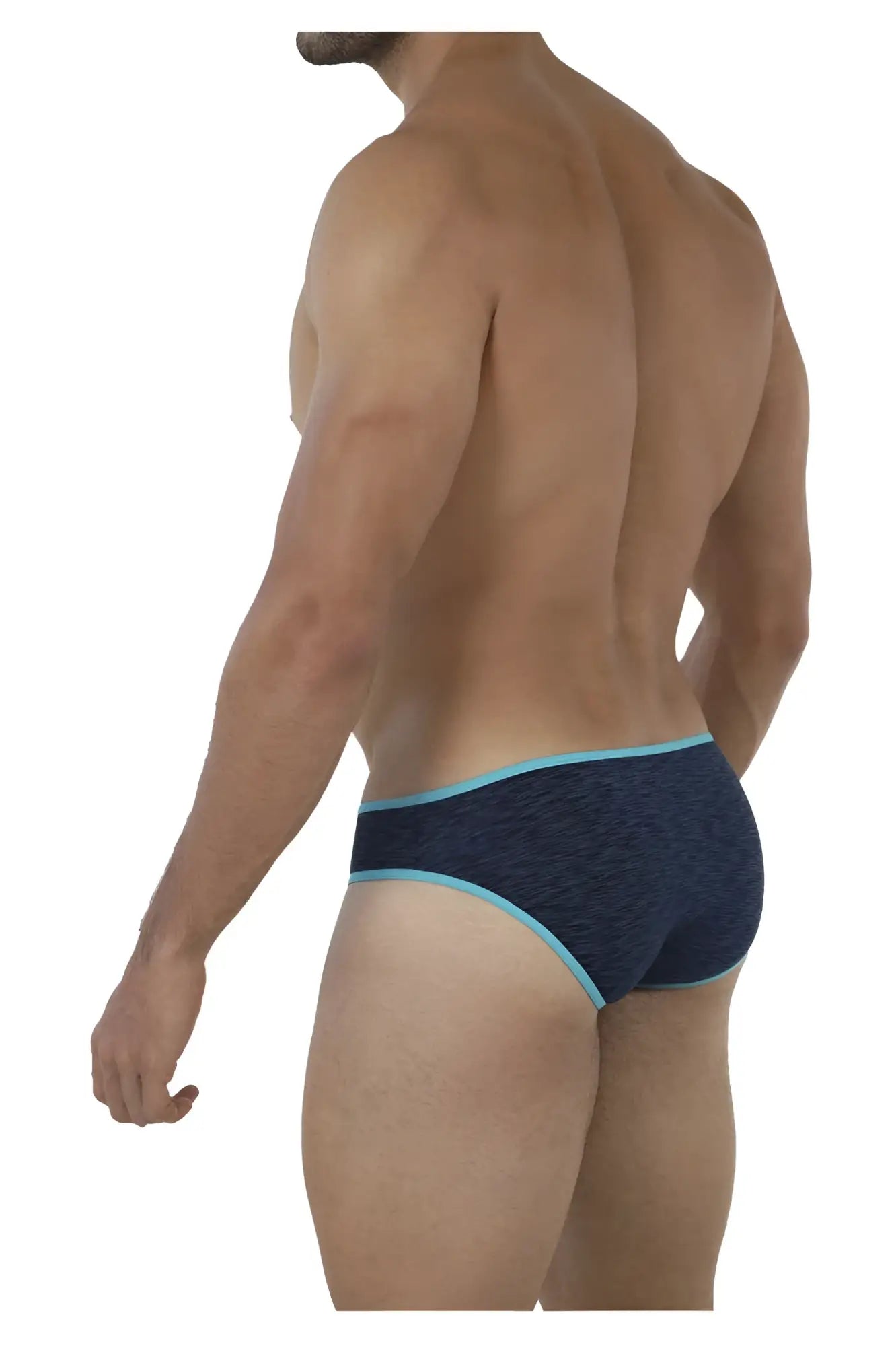 Xtremen 91074 microfiber men’s briefs in dark blue with light blue trim featuring a textured fabric design